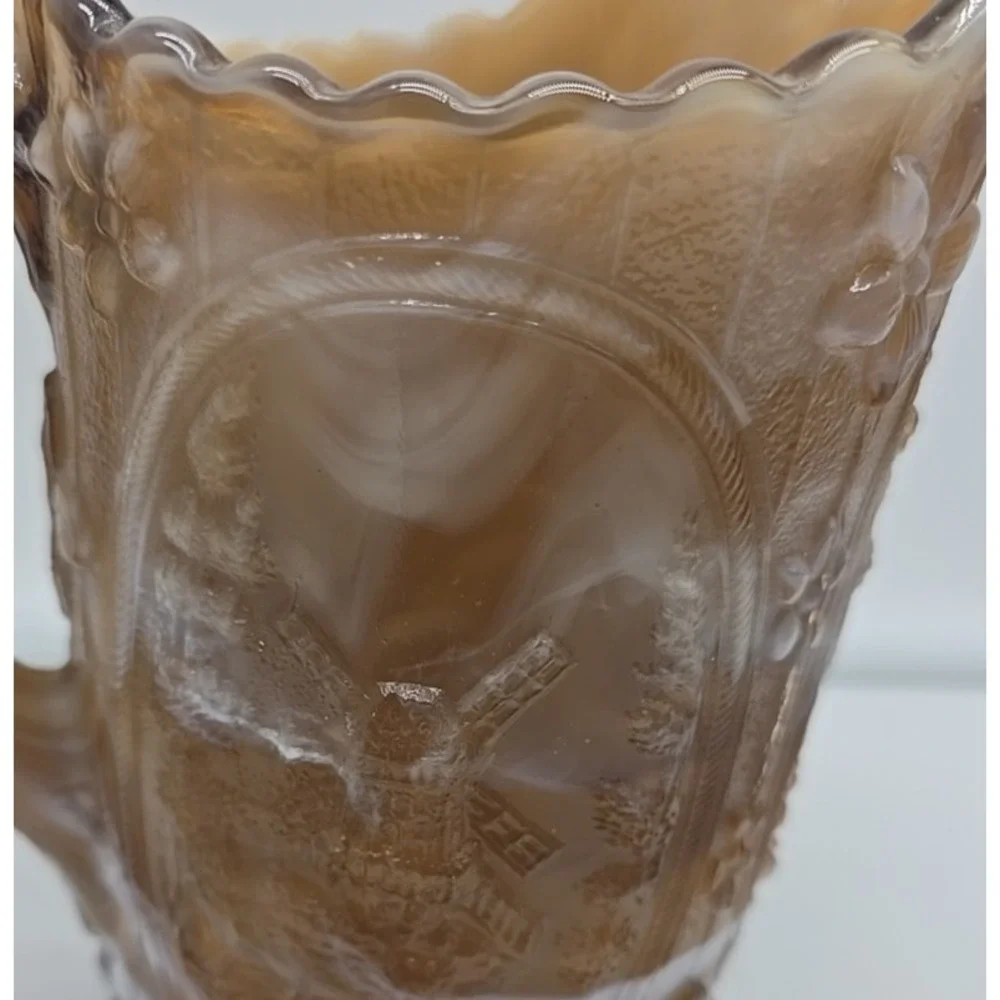 Vintage Imperial‎ Ruby Glass Caramel Slag Embossed Windmill Pitcher